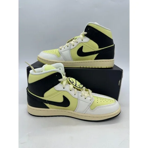 Jordan 1 Mid SE Women's Size 9 White Yellow Leather Athletic Shoes HQ3008 130 - Picture 2 of 6